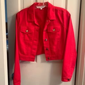 Red intermix jean style jacket